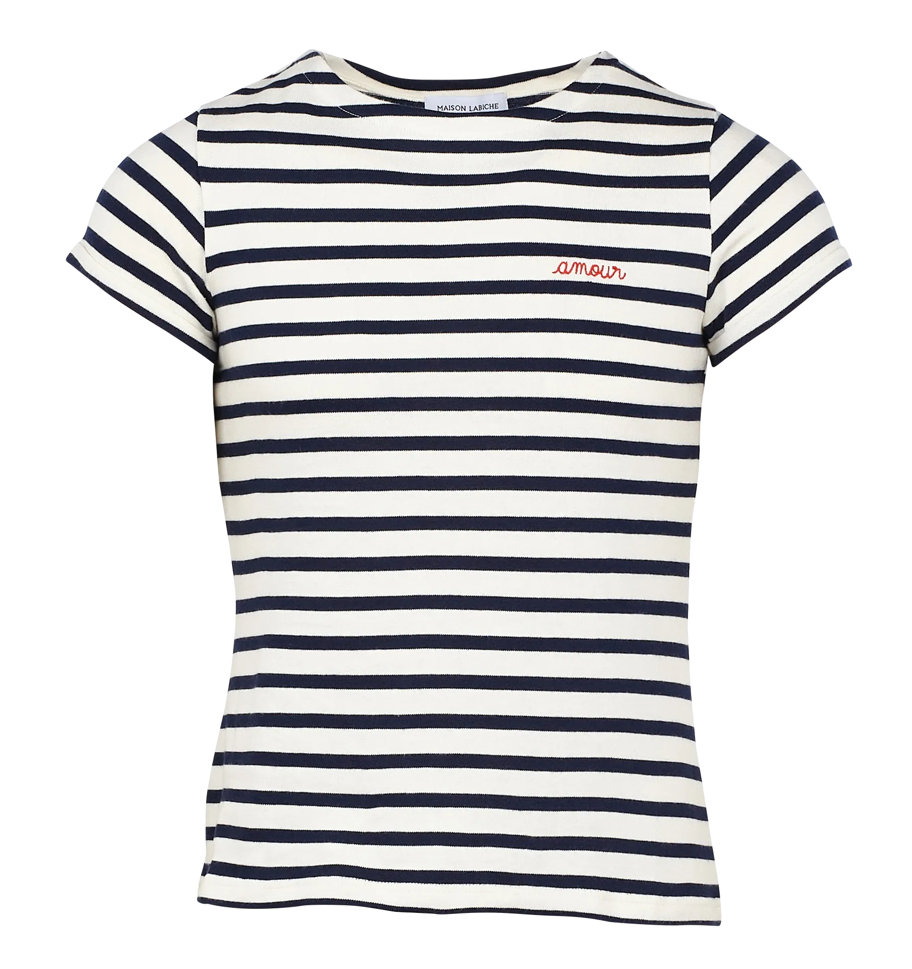 Tee-shirt col rond rayé en coton Blanc COLOMBIER SS AMOUR