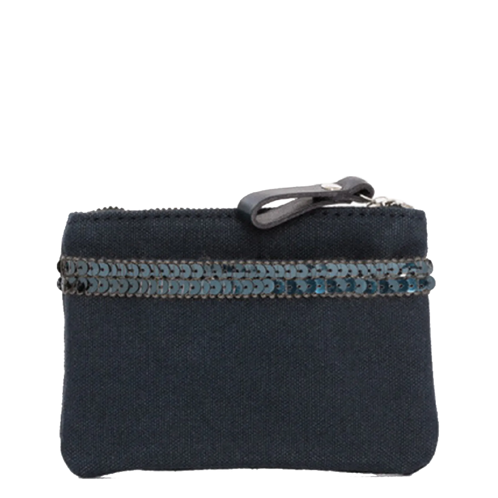 Porte-monnaie à sequins en coton Noir