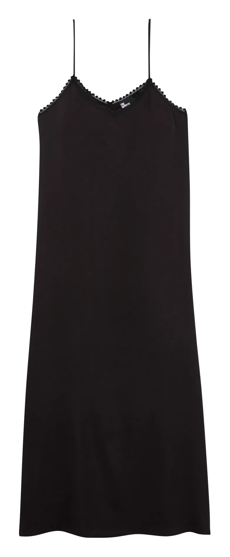 Robe longue col V en dentelle Noir