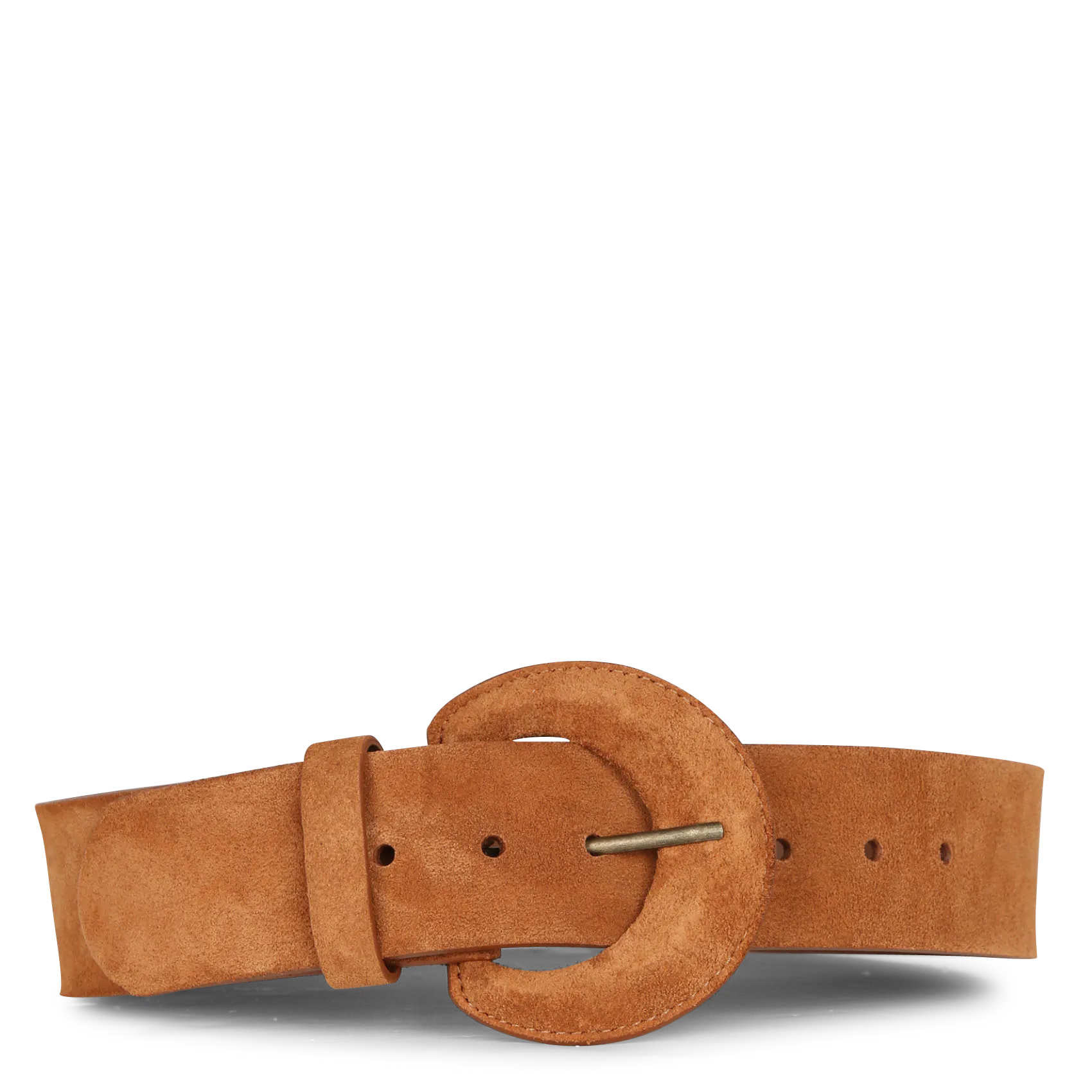 Ceinture large en cuir velours Marron