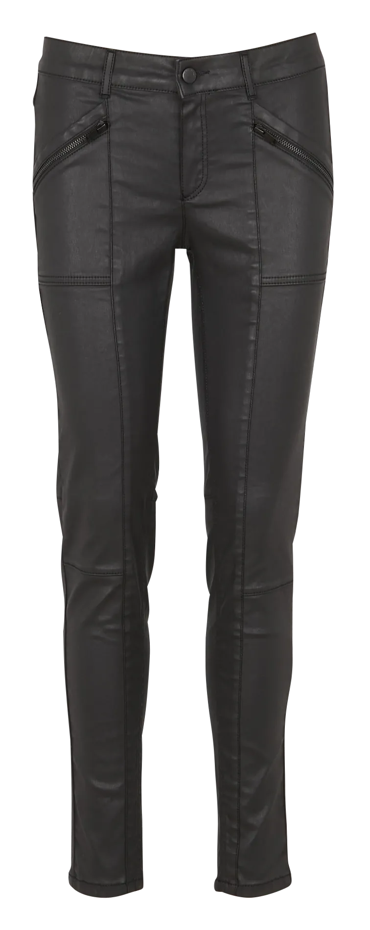 Jean slim 7/8e enduit en coton strech Noir