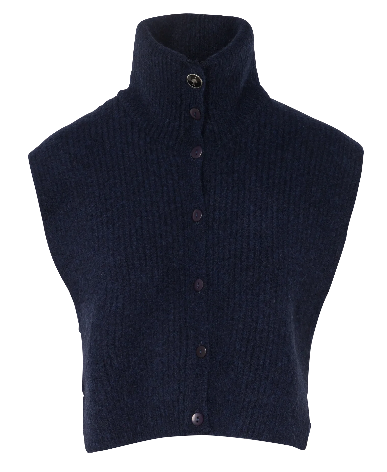 Gilet col montant en maille mélangée Bleu