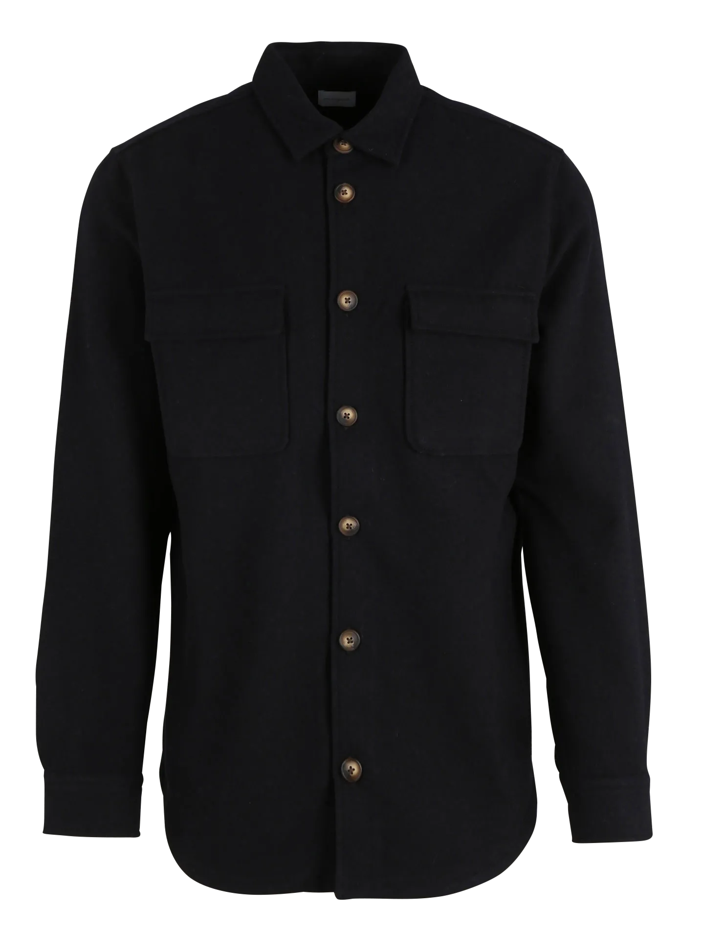 Chemise col classique en laine feutrée mélangée Bleu