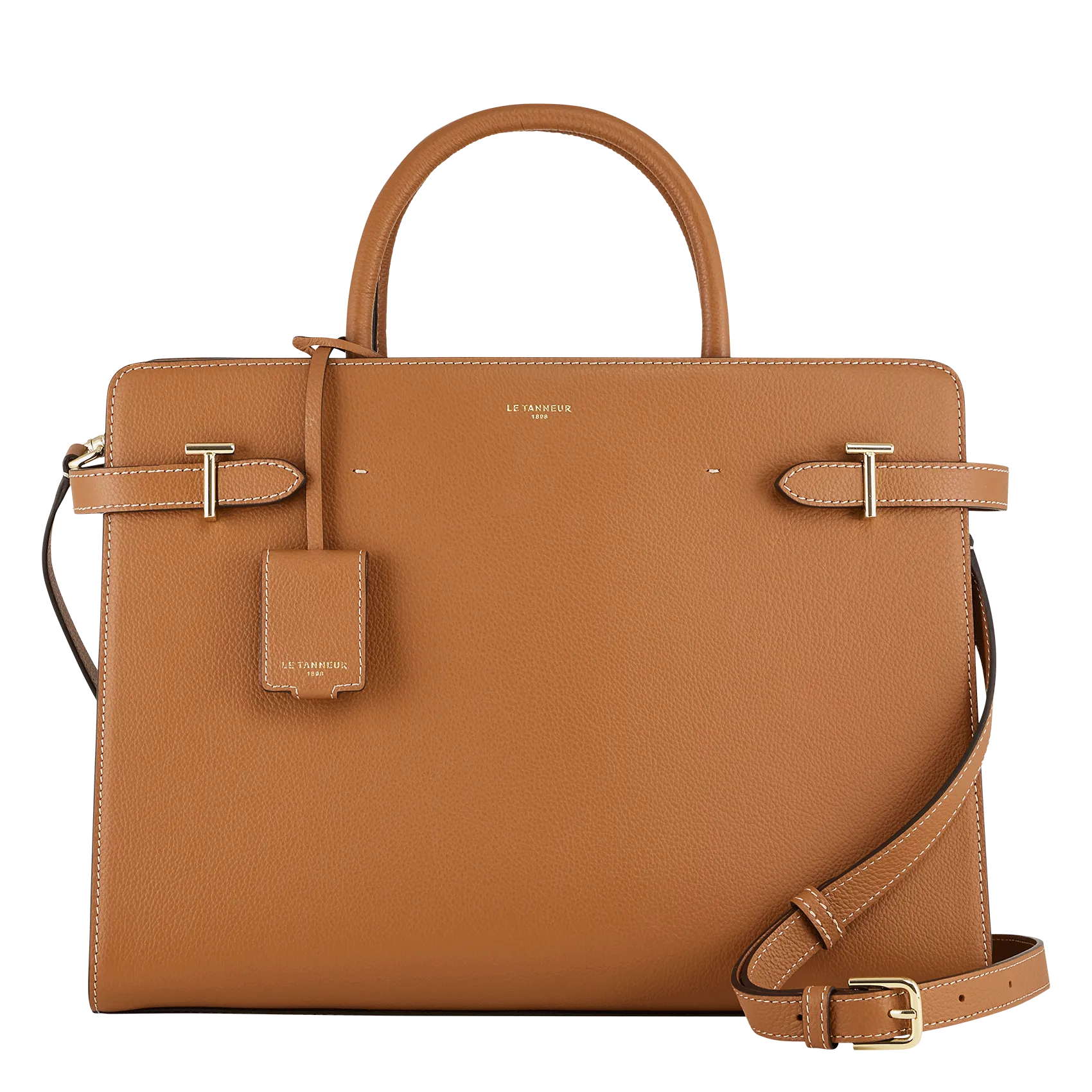 Sac bandoulière en cuir grainé Marron EMILIE
