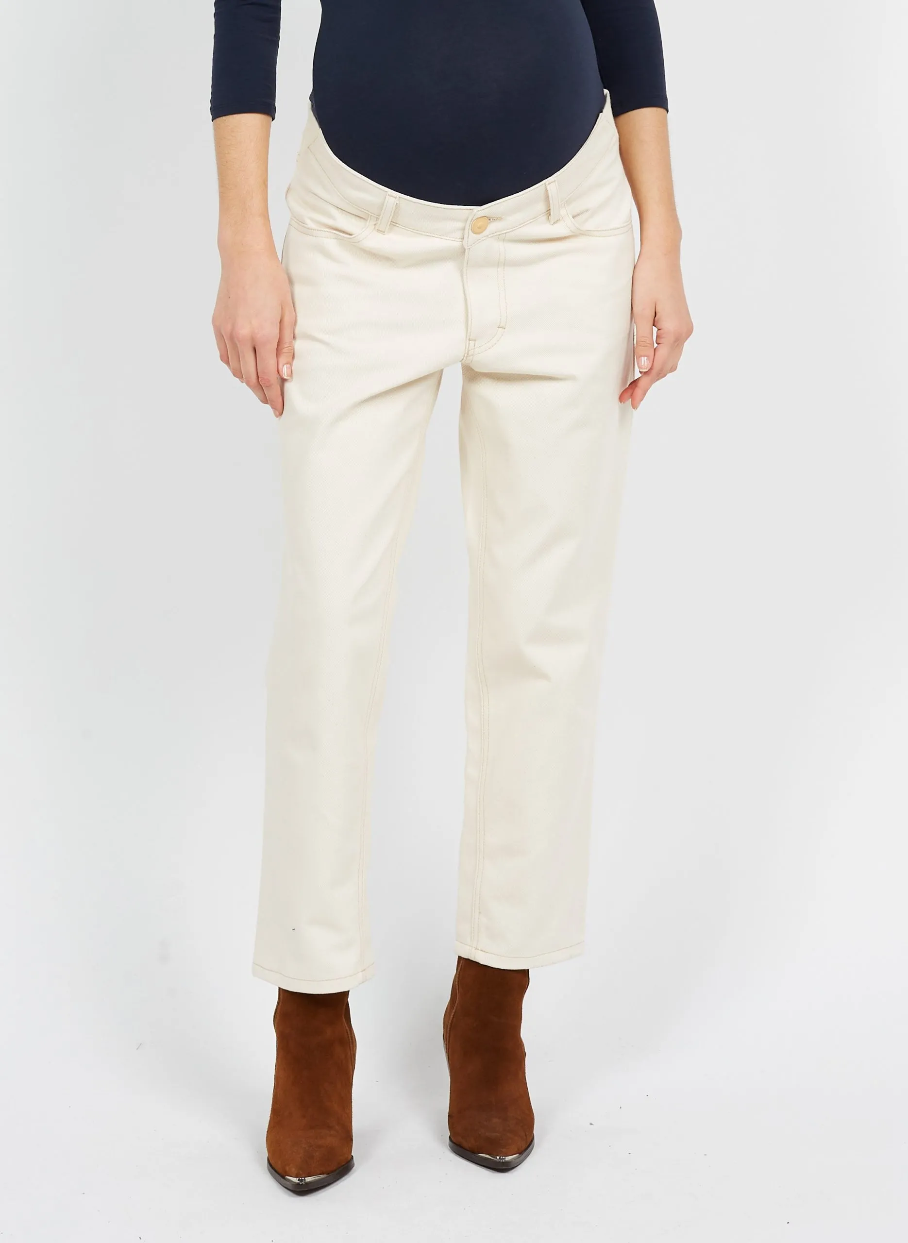 Jean de grossesse en coton bio Blanc JEAN GROSSESSE