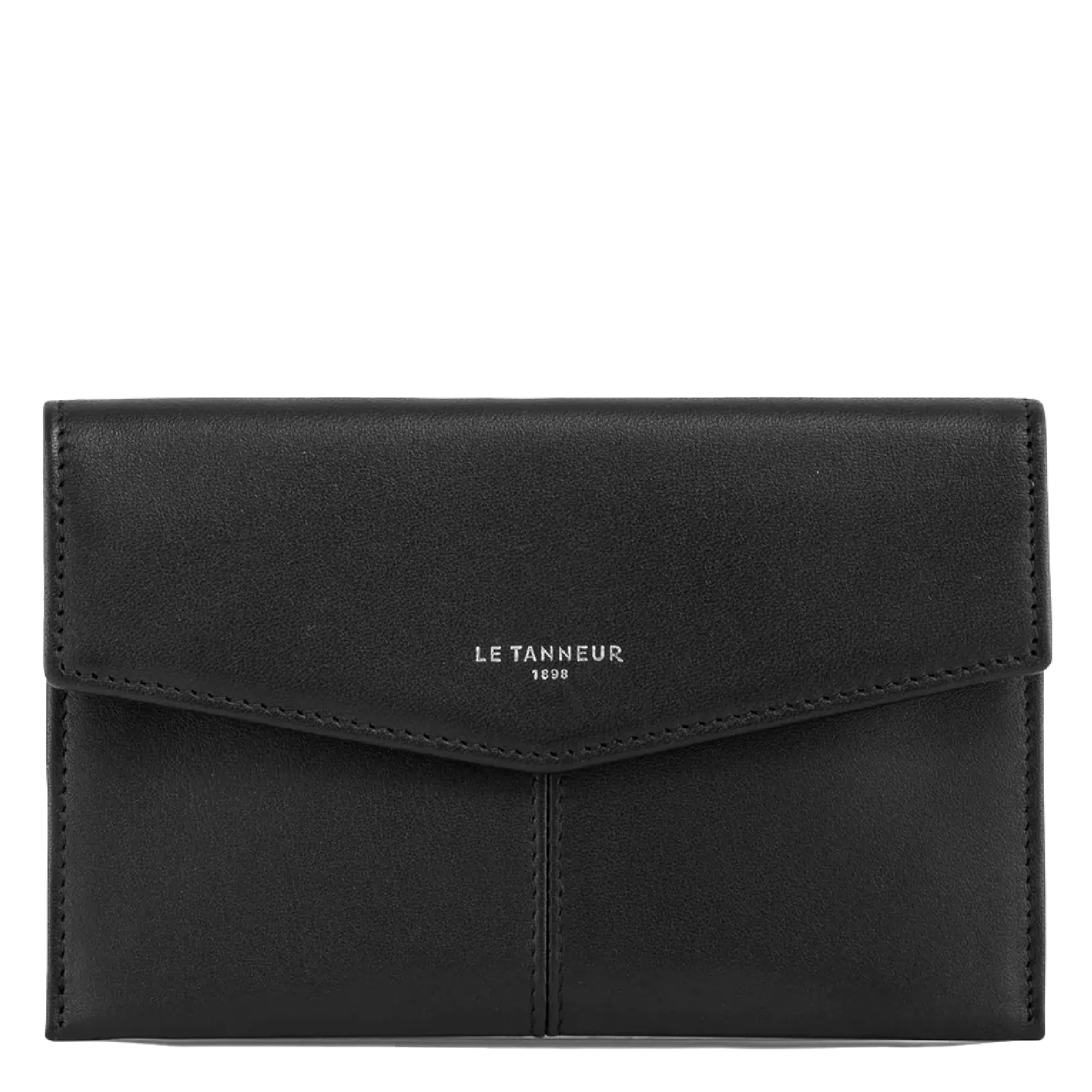Pochette enveloppe en cuir lisse Noir CHARLOTTE