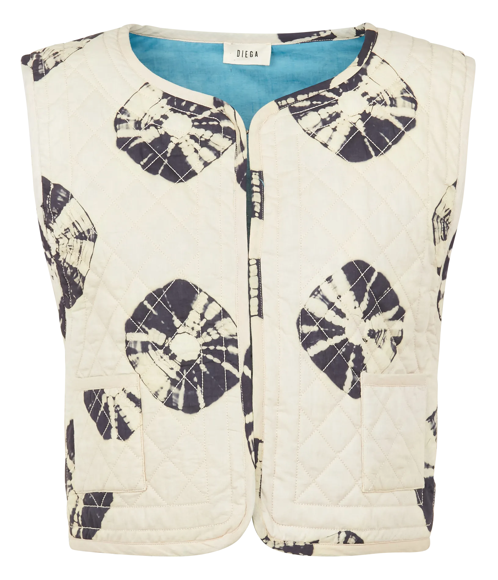 Gilet matelassé en coton imprimé Beige GACO