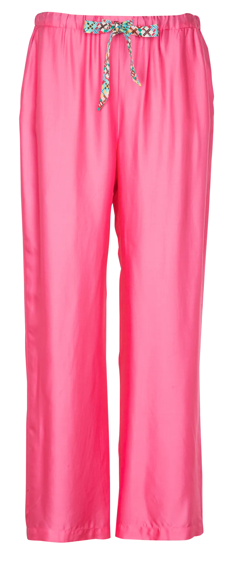 Pantalon uni fluide à ficelles Rose LIANA