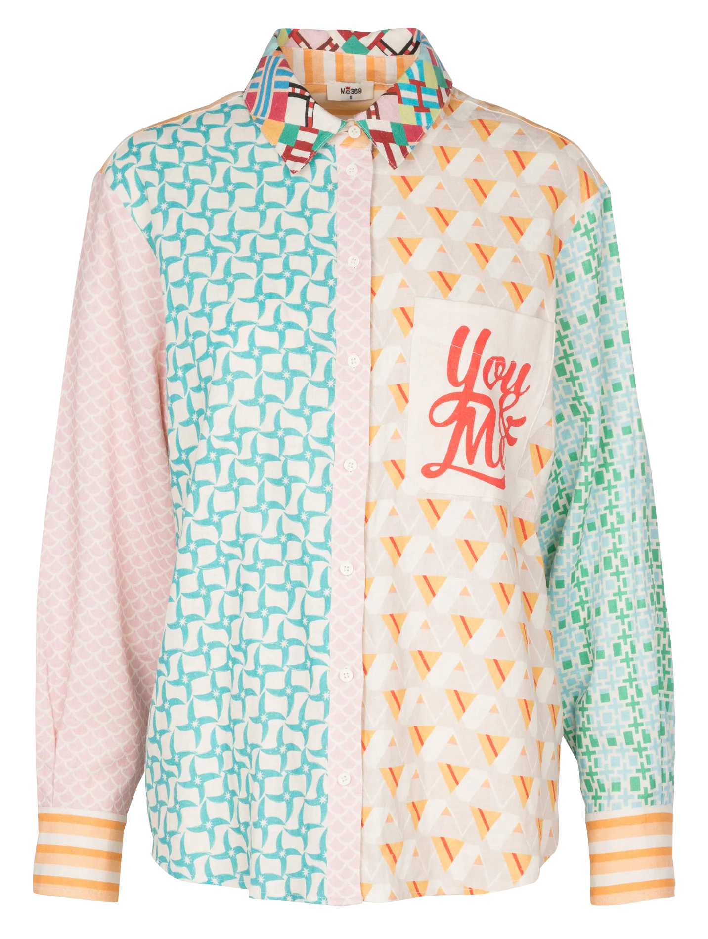 Chemise col classique à imprimés en lin mélangé Multicolore EVELYN