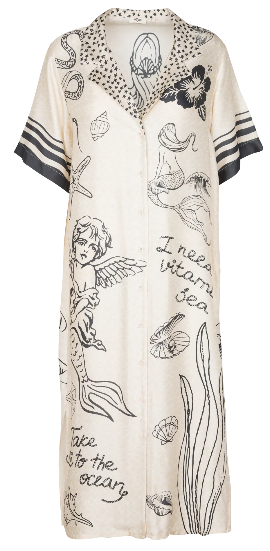 Robe chemise midi à imprimé Blanc CHARLOTTE