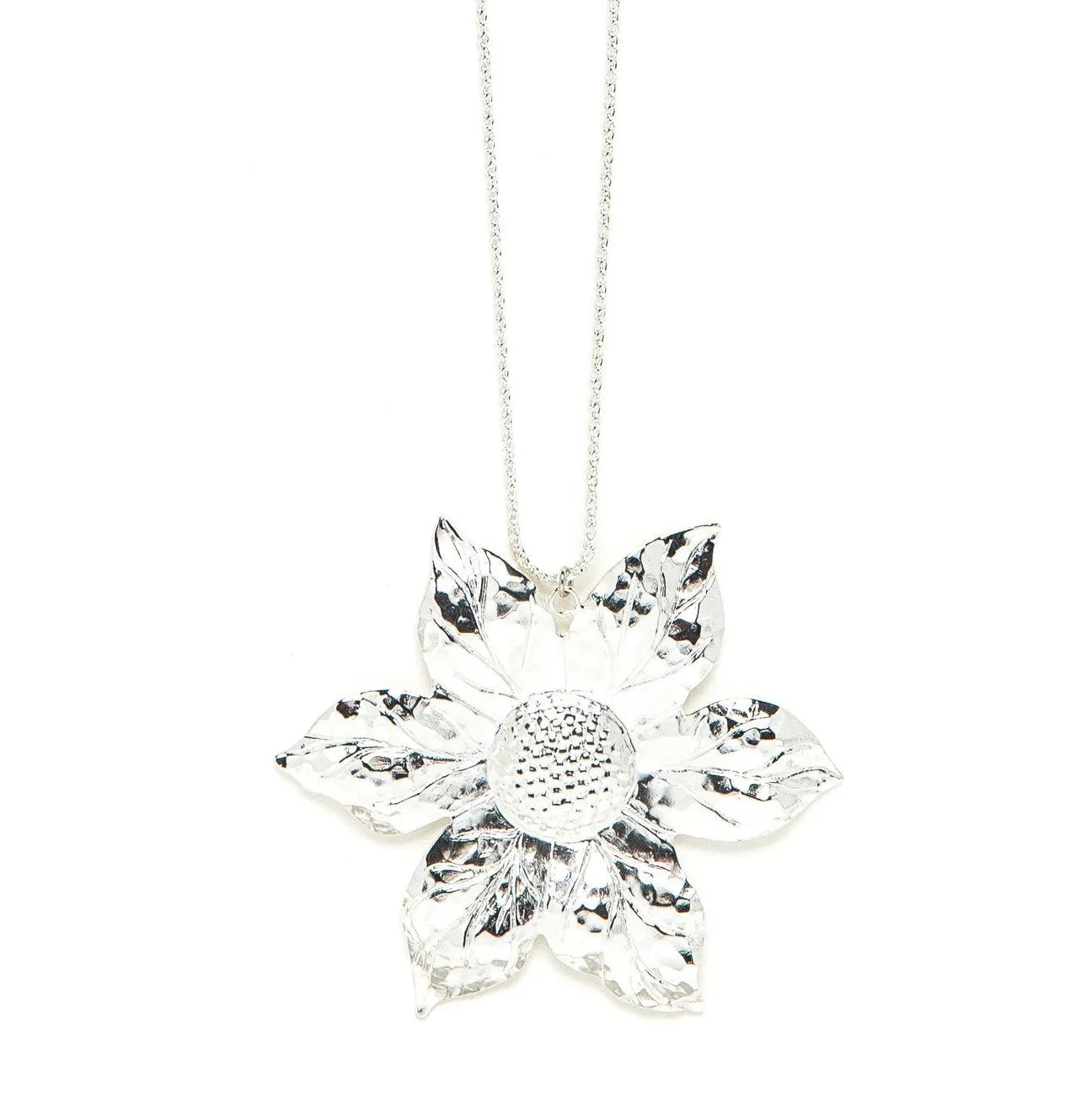 Sautoir fleur plaqué argent Argent HESPÉRIS