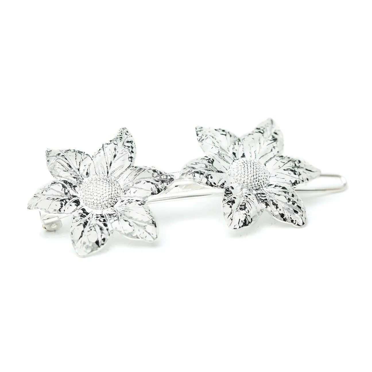 Barrette fleurs doré à l'or fin Argent HESPÉRIS