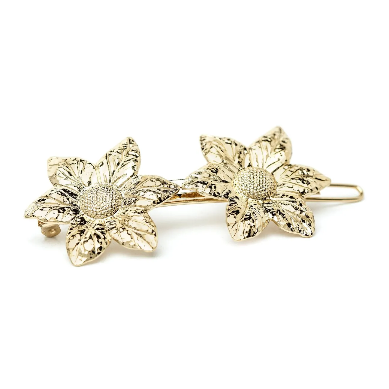 Barrette fleurs doré à l'or fin Doré HESPÉRIS