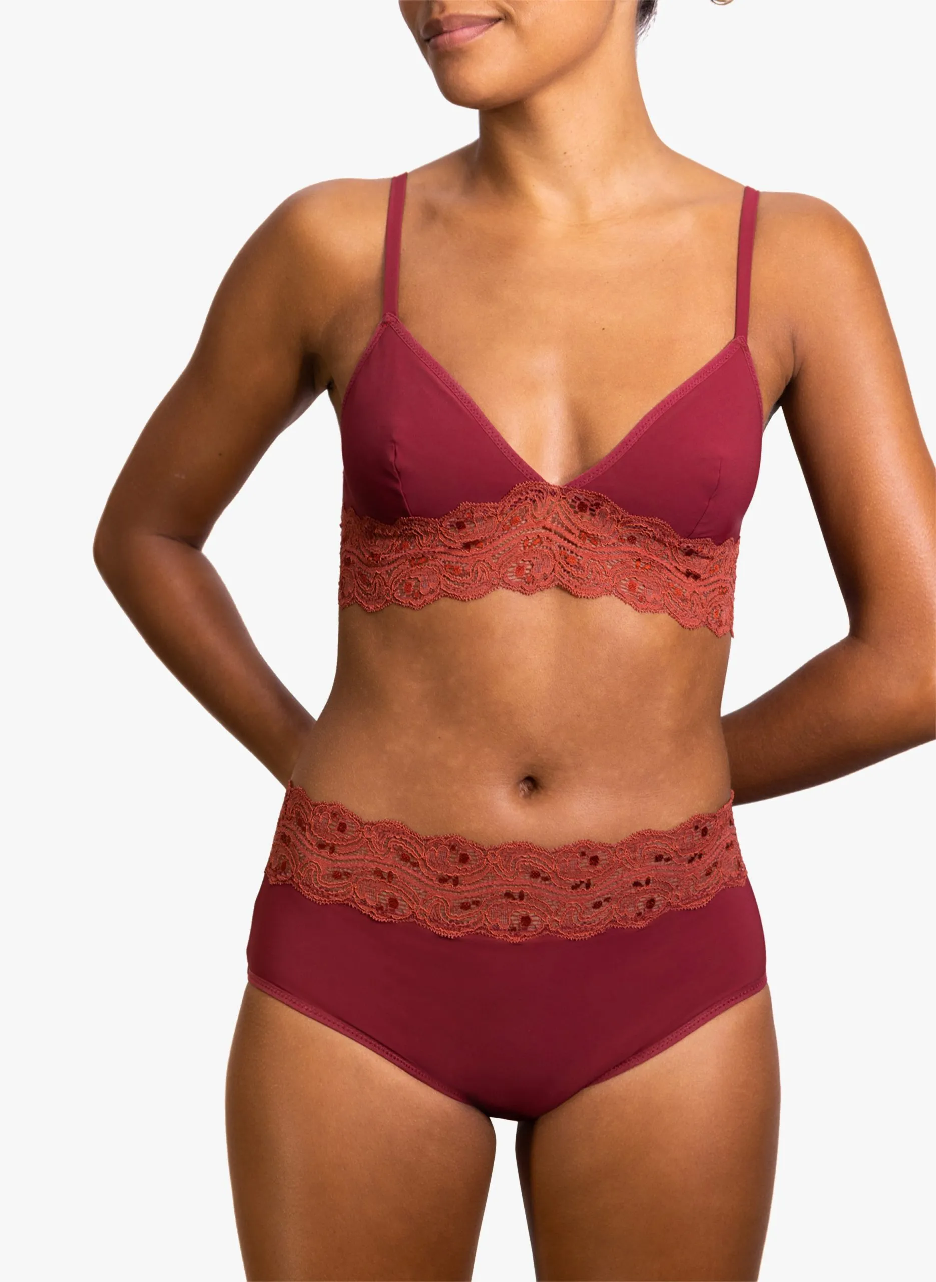 Culotte menstruelle flux abondant en dentelles Rouge ANTHEIA