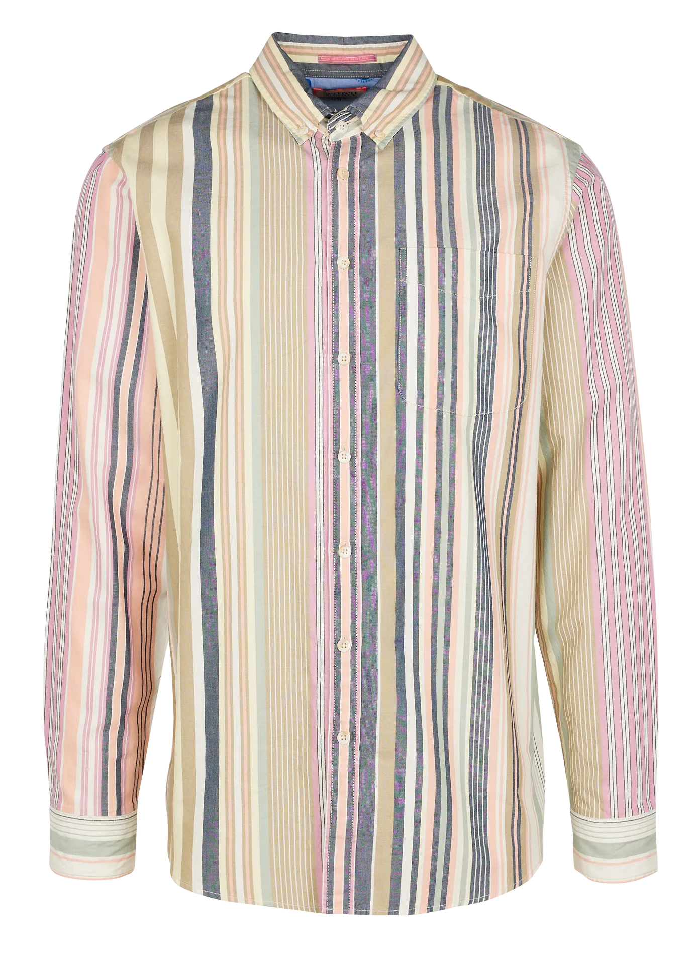 Chemise col américain regular-fit rayée en coton bio Bleu