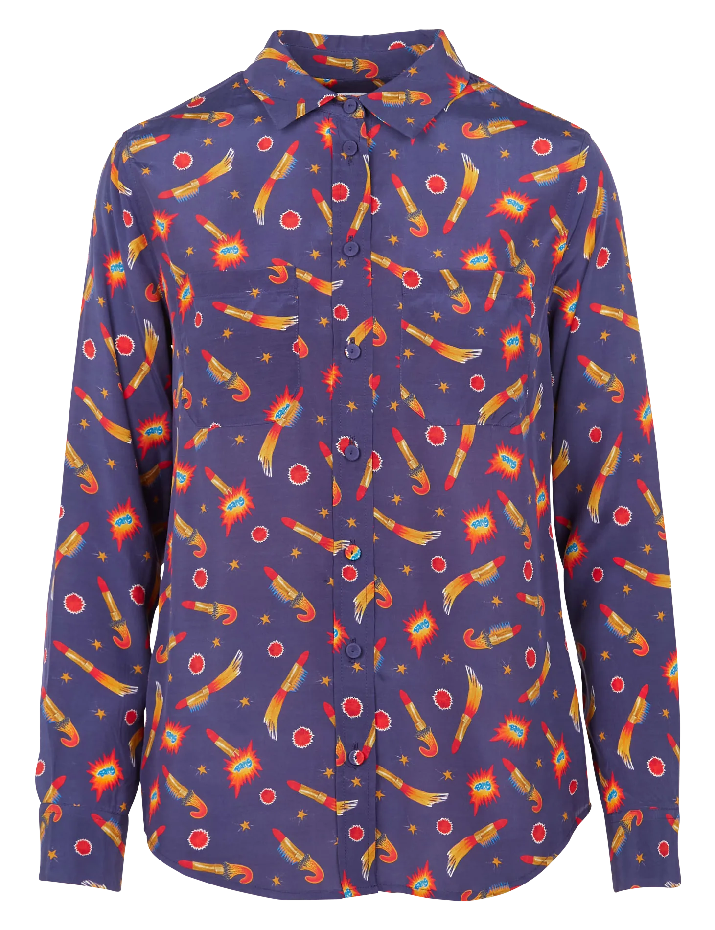 Chemisier à col classique imprimée Bleu