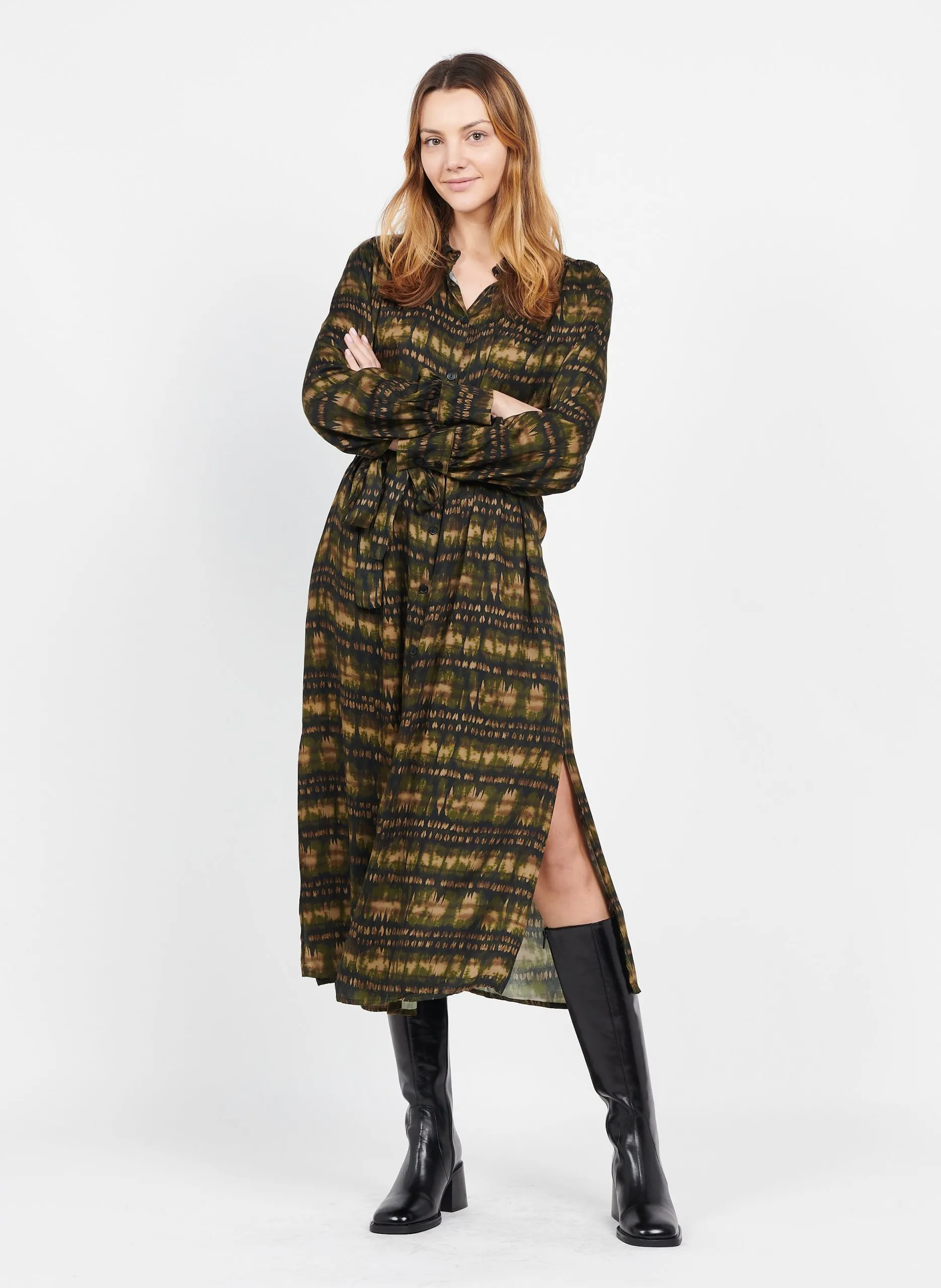 Robe longue avec imprimé Noir