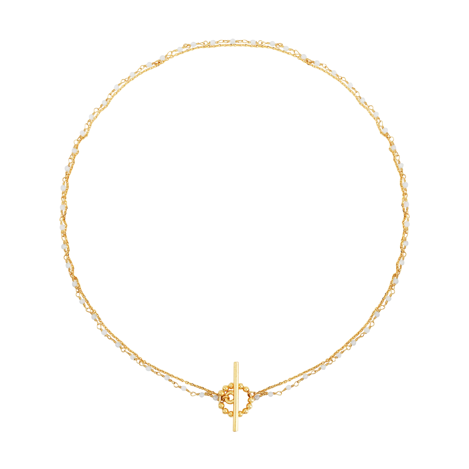 Collier double rangs à perles en laiton doré Blanc ROXANE