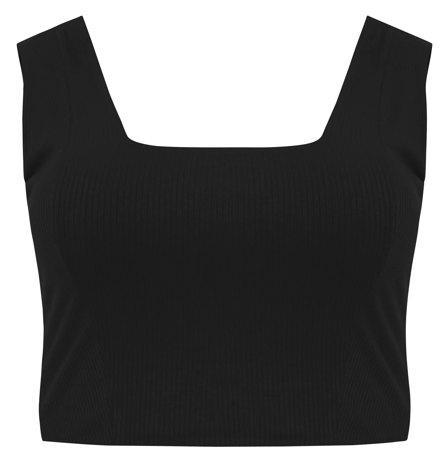 Top court côtelé en viscose stretch Noir