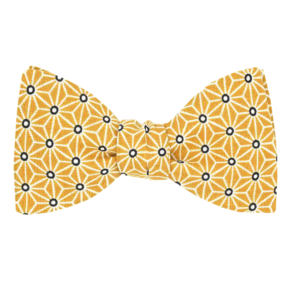 Noeud de papillon imprimé en coton Jaune