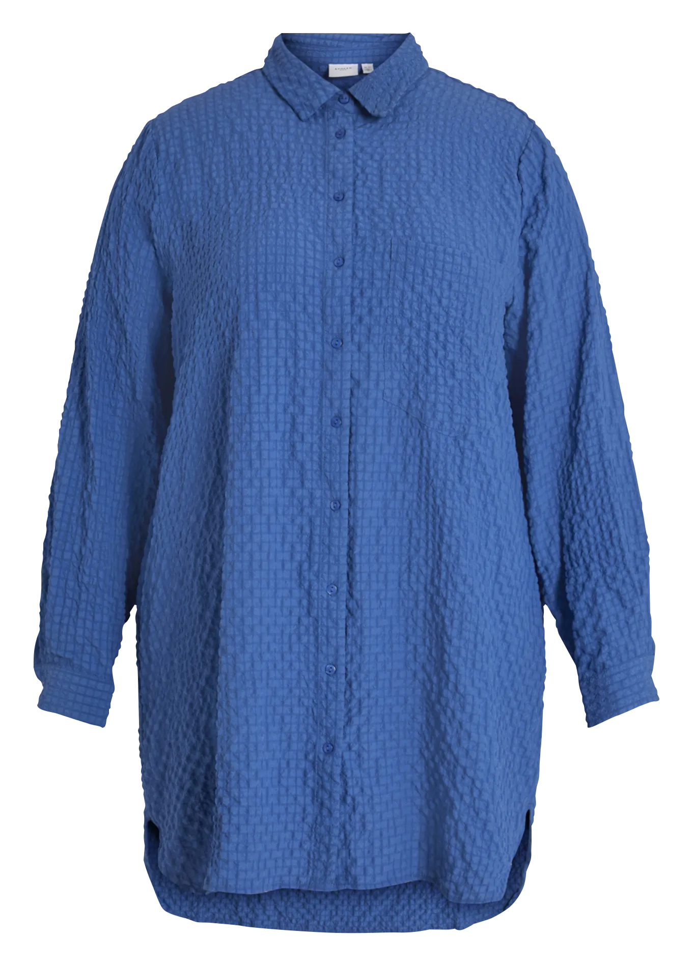 Chemise longue texturée Bleu