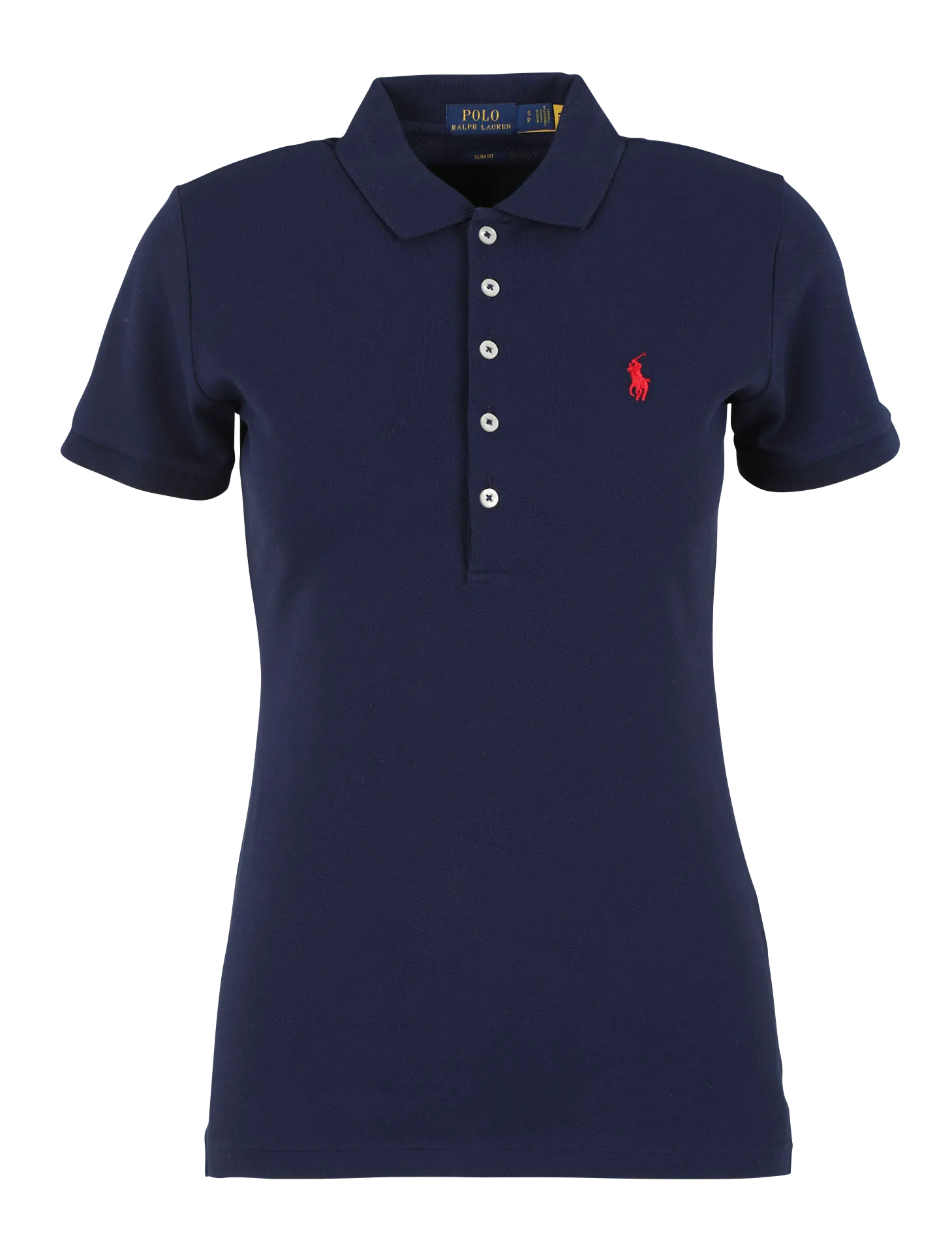 Polo brodé en coton stretch Bleu JULIE