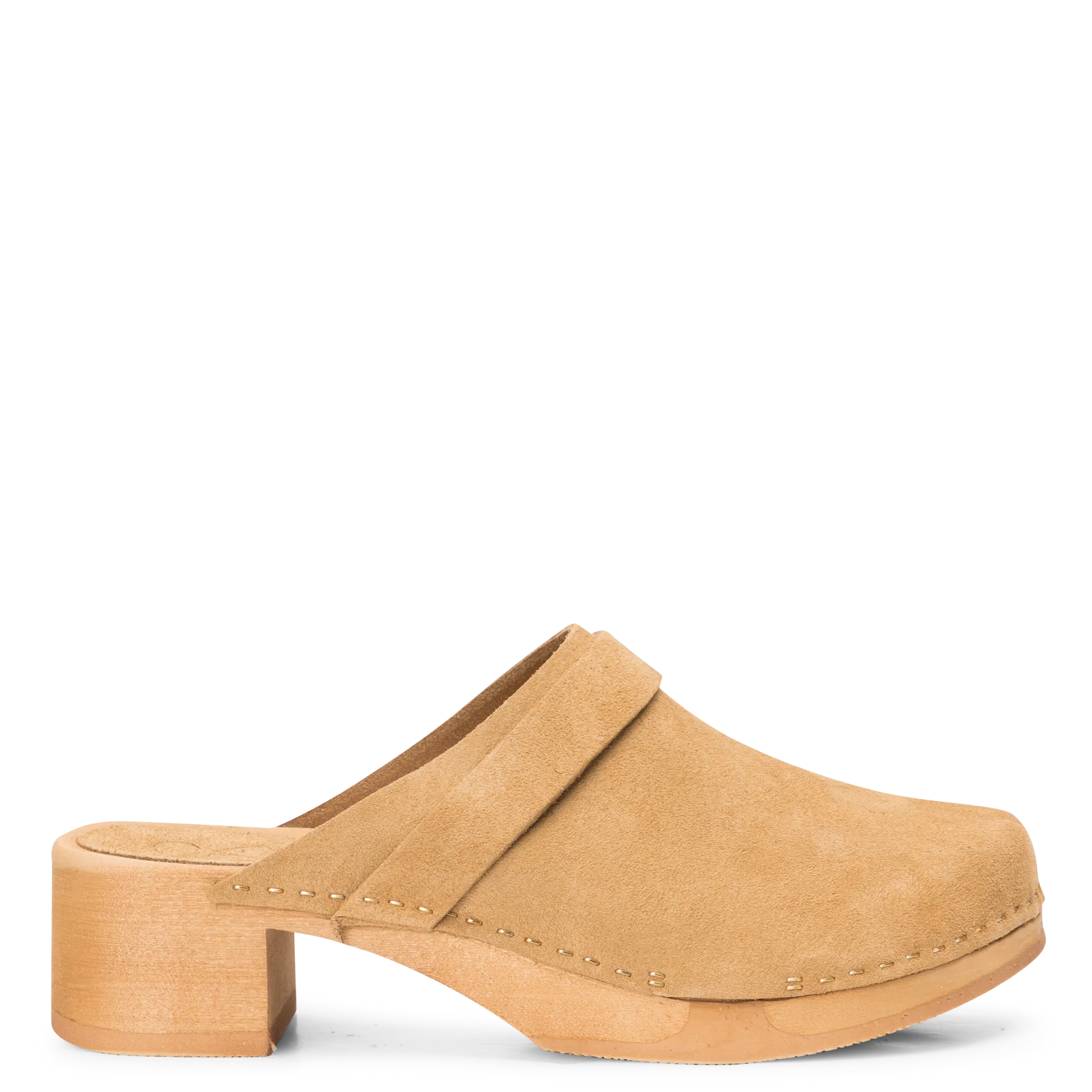 Sabots à talon en cuir velours Beige ANNA