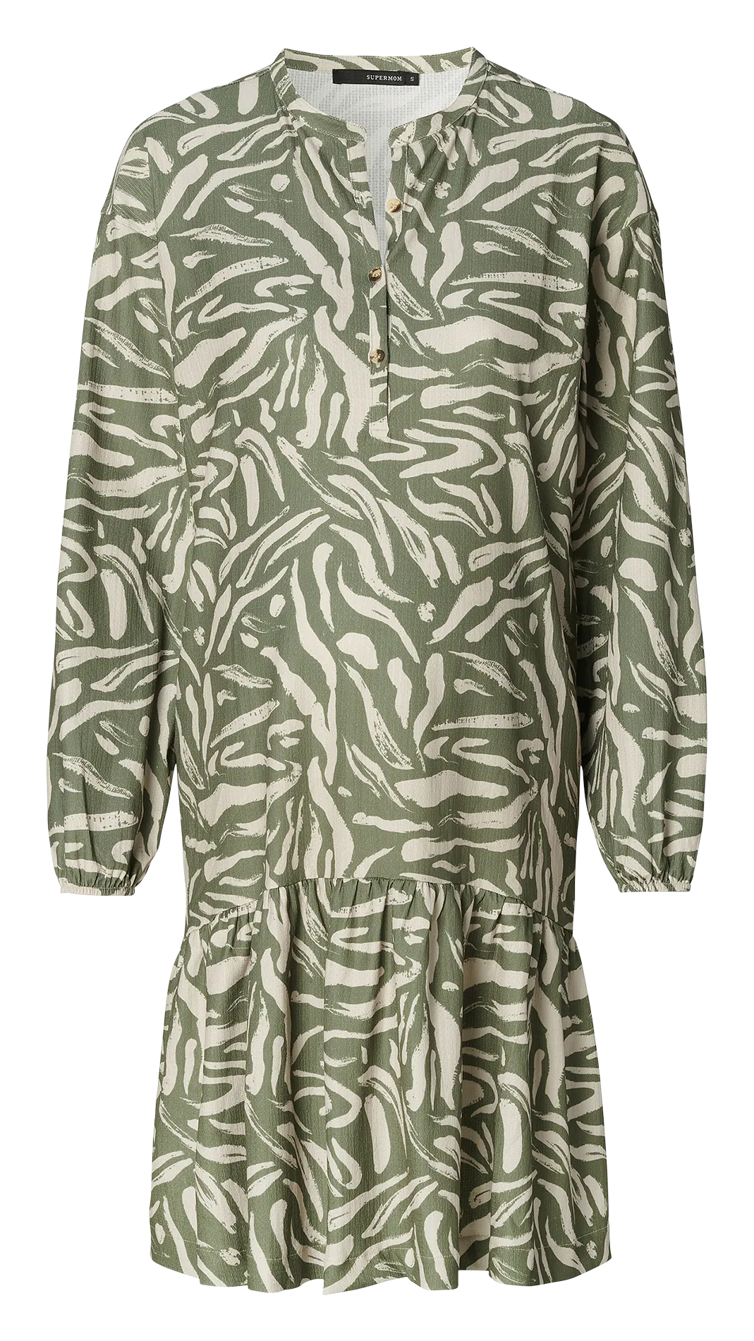 Robe longue à volants de grossesse Kaki EDINA