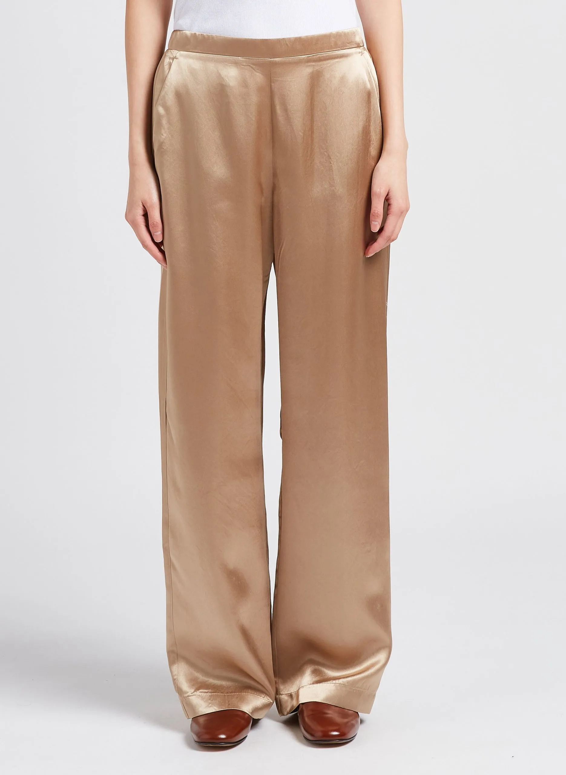 Pantalon large satiné Doré FISCHIO