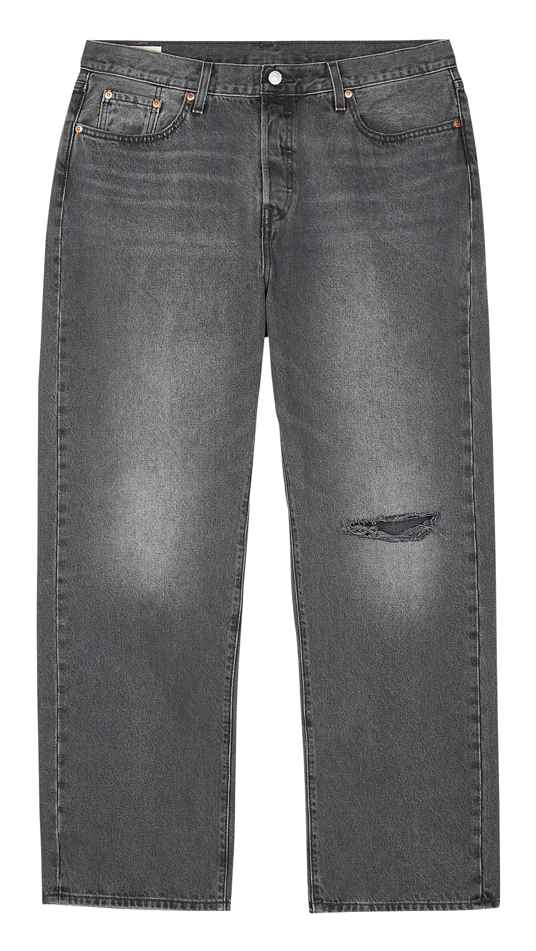 Jean droit en coton délavé Noir PLUS 50190S