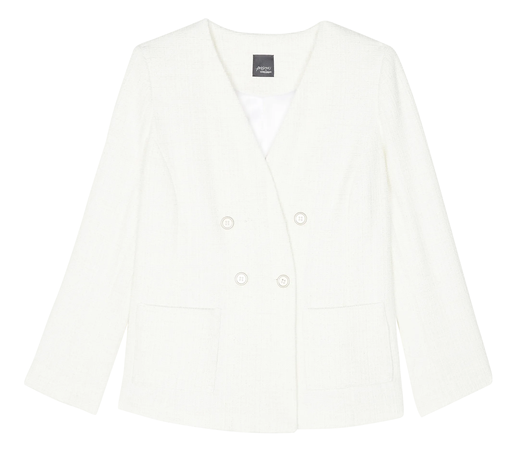 Veste col V en tweed Blanc ODINO