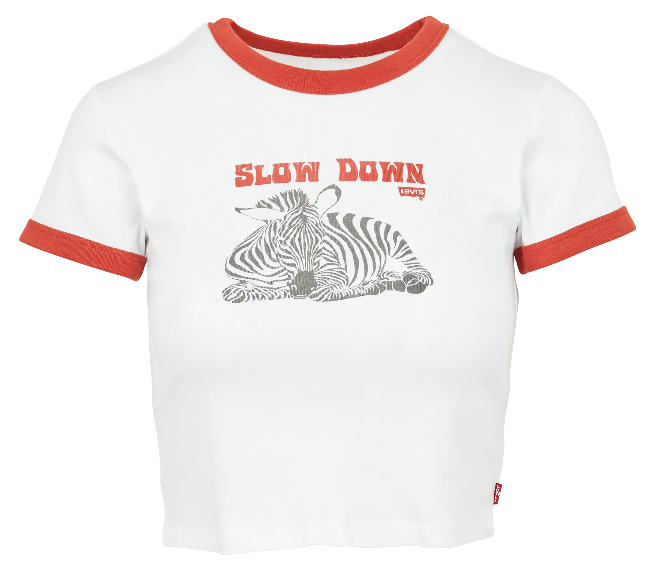 Tee shirt court col rond imprimé Blanc GRAPHIC RINGER MINI TEE