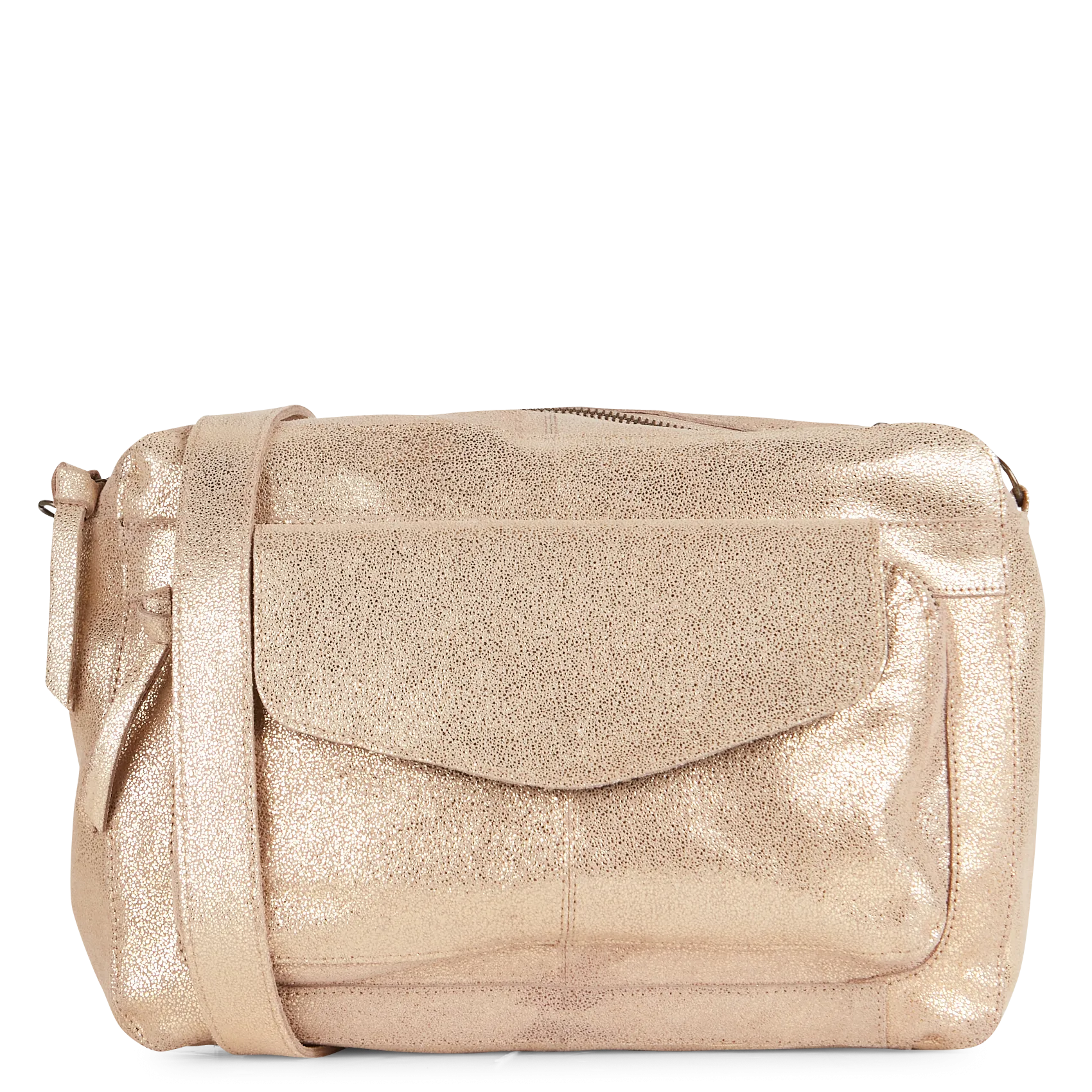 Sac bandoulière en cuir brillant Doré