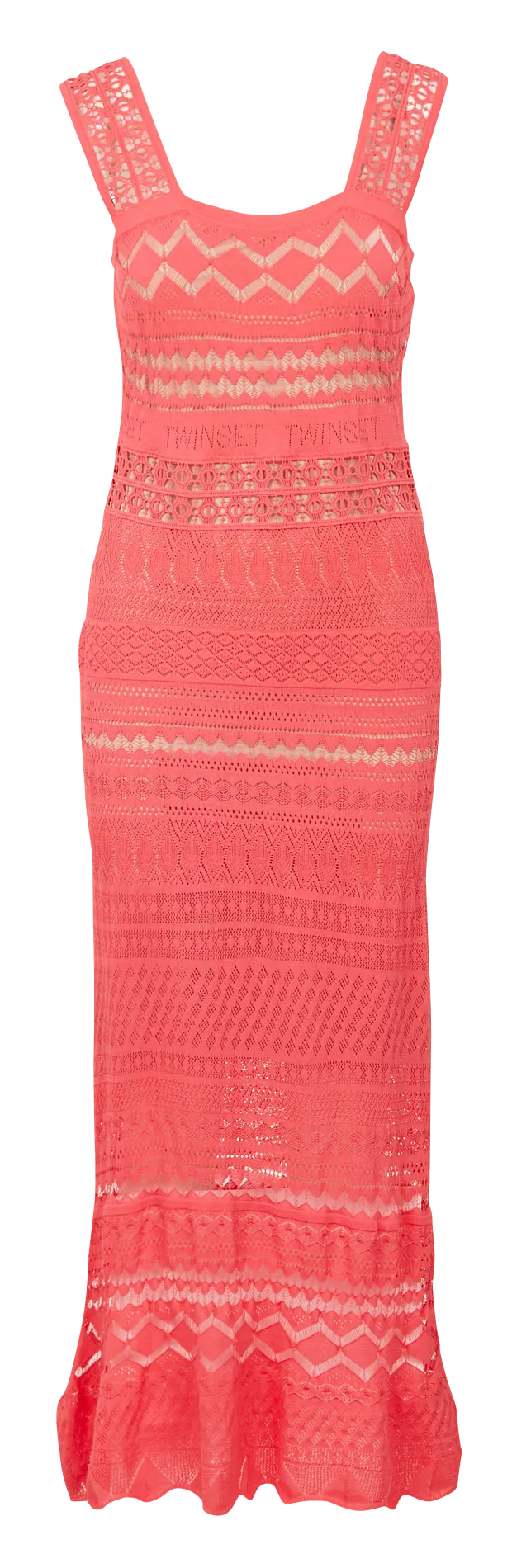 Robe longue en dentelle en viscose mélangée Rose