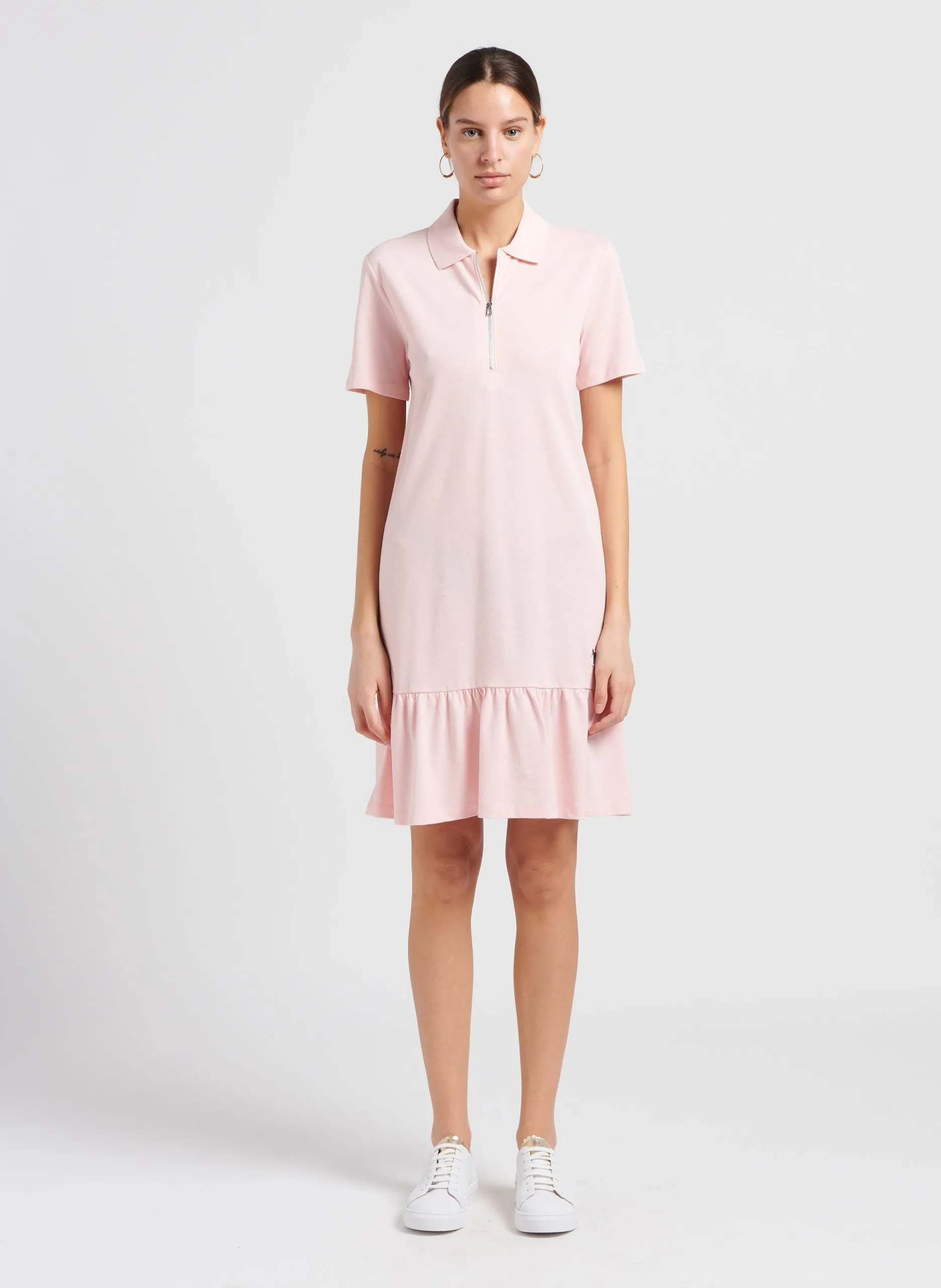 Robe polo courte en coton Rose