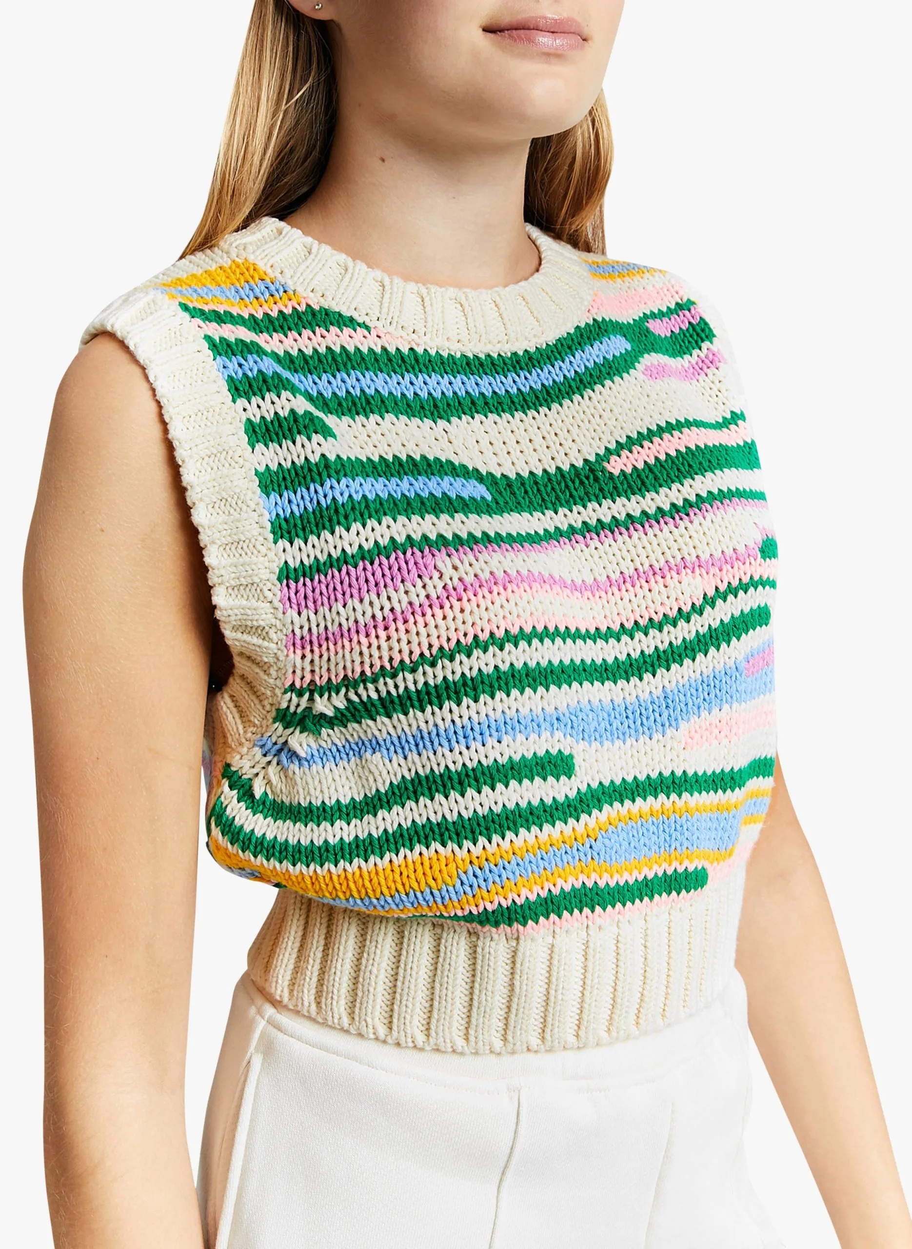 Gilet col rond en coton mélangé Multicolore NOMAD