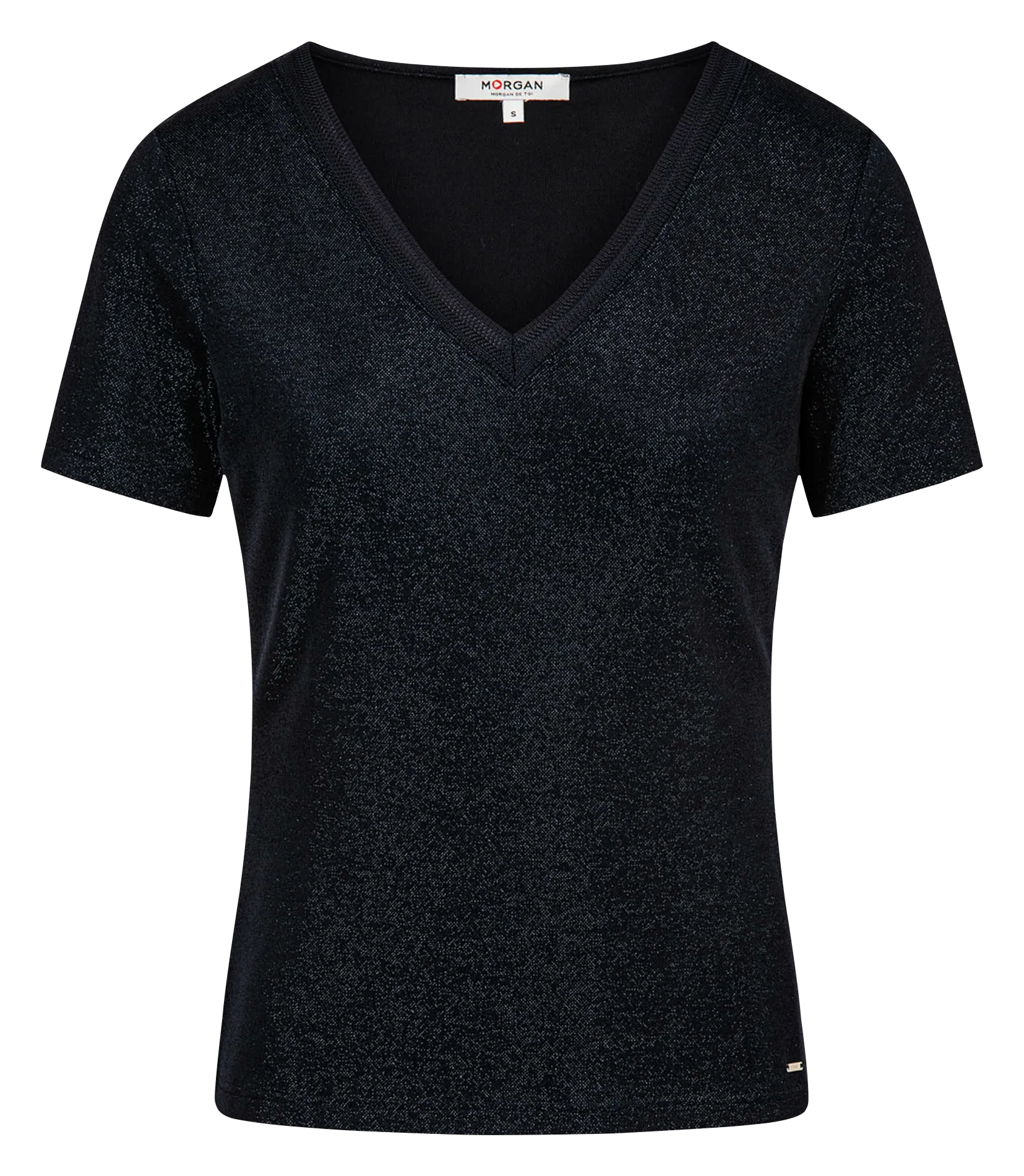 Tee-shirt col V métallisé Bleu 212-DIWI