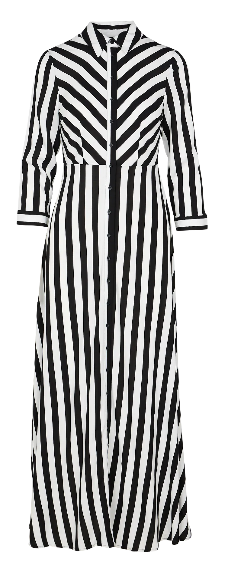 Robe longue col classique impimée Noir