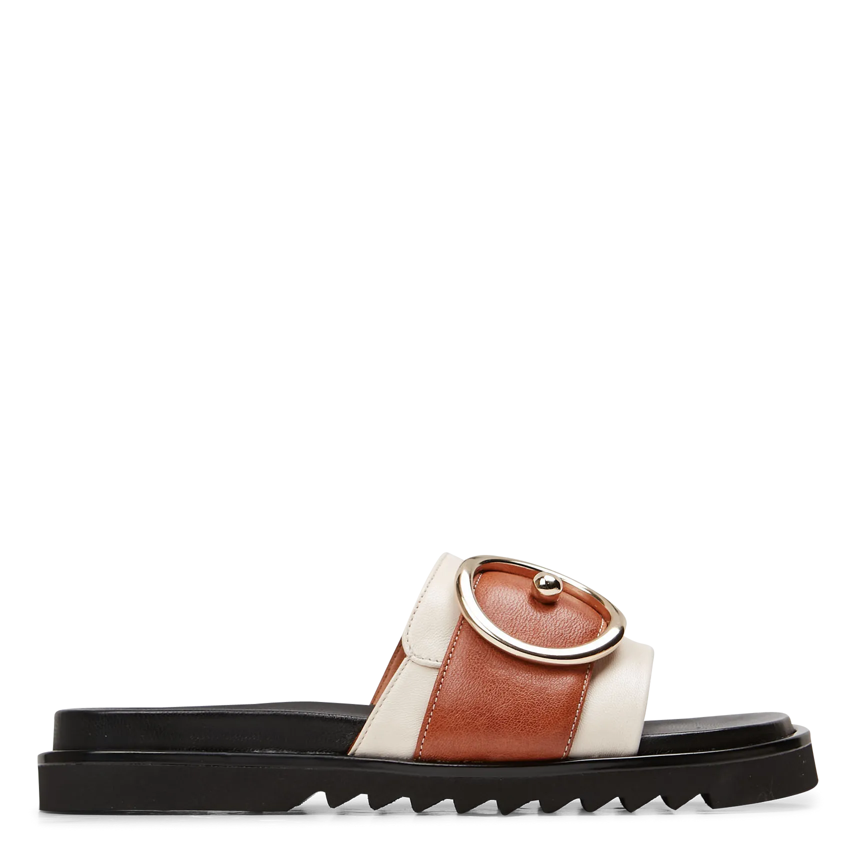 Mules plates en cuir Marron