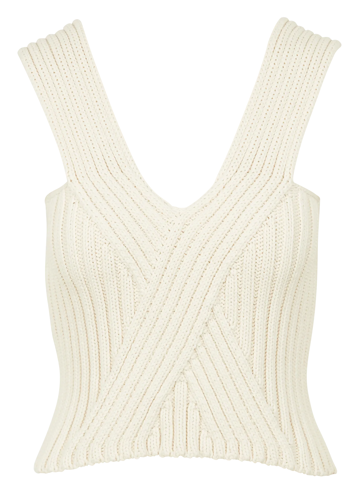 Top col V sans manches en coton mélangé Beige KROSS