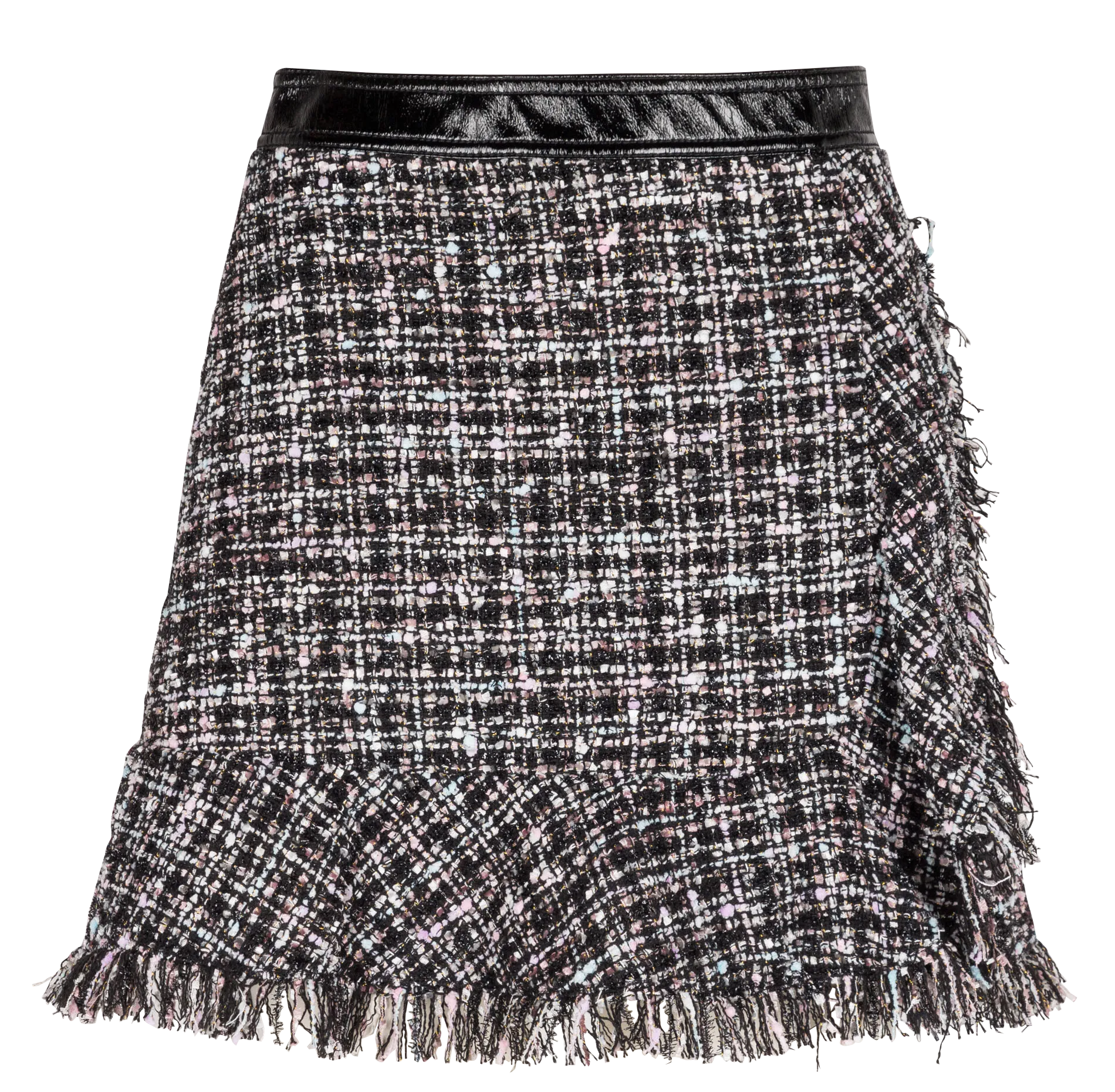 Jupe courte évasée à franges Gris LIMONITE