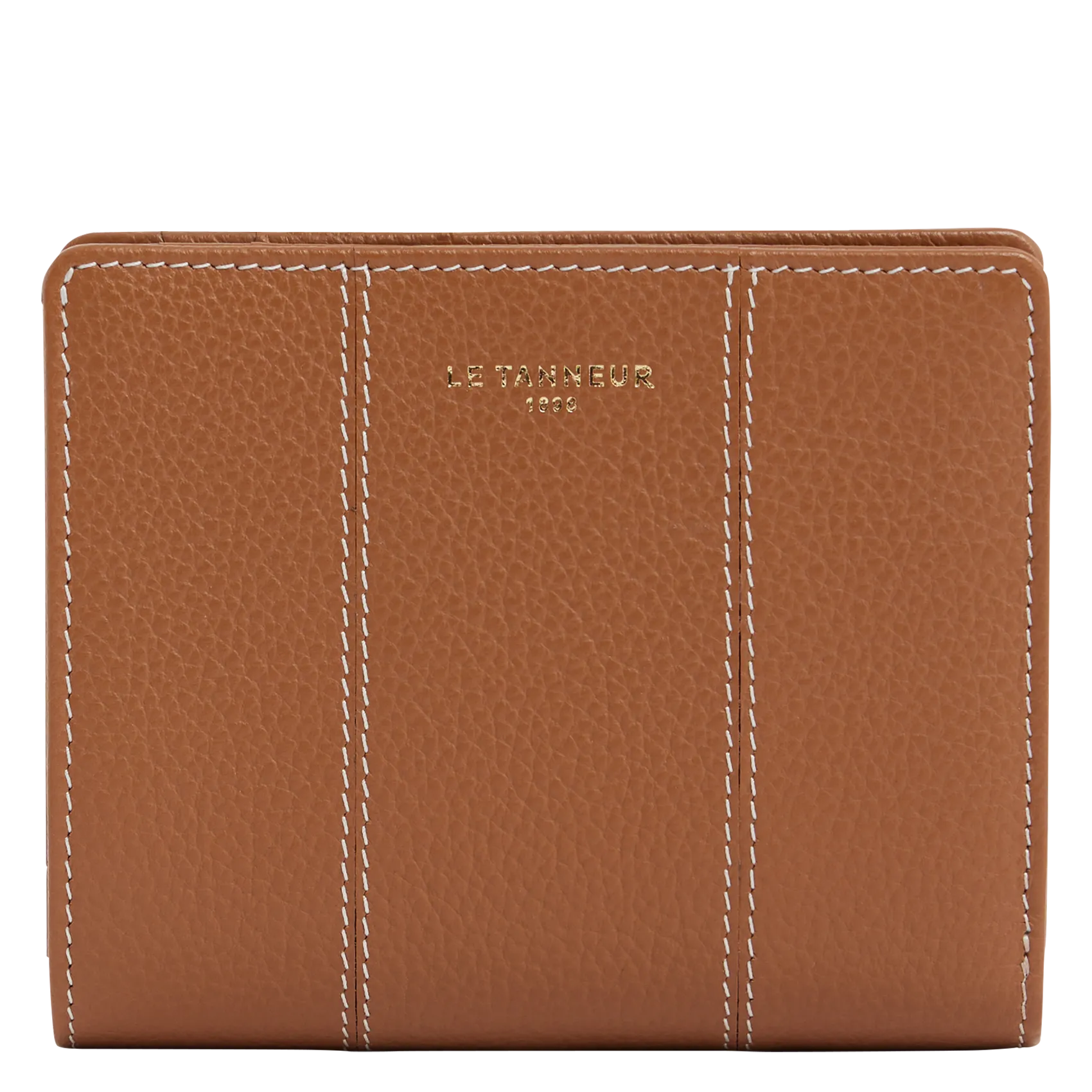 Portefeuille en cuir de vachette grainé Marron JULIETTE