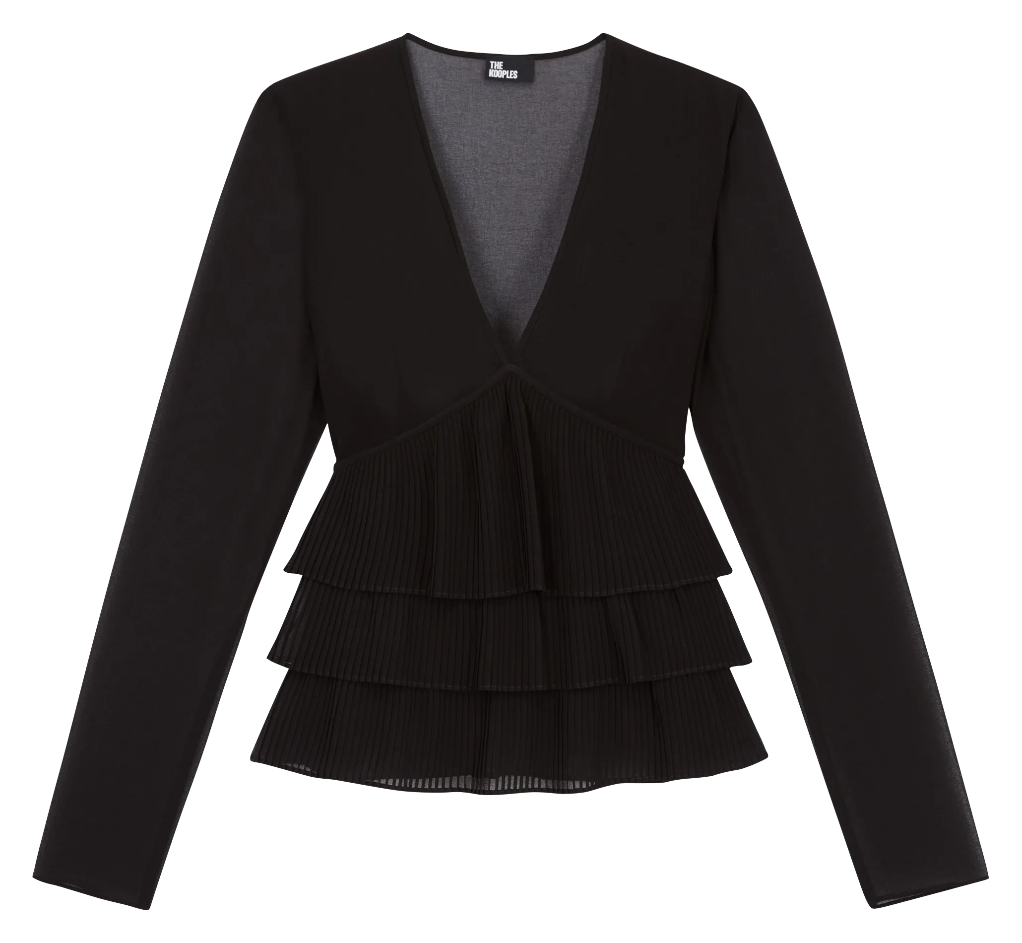 Blouse col V à volants Noir