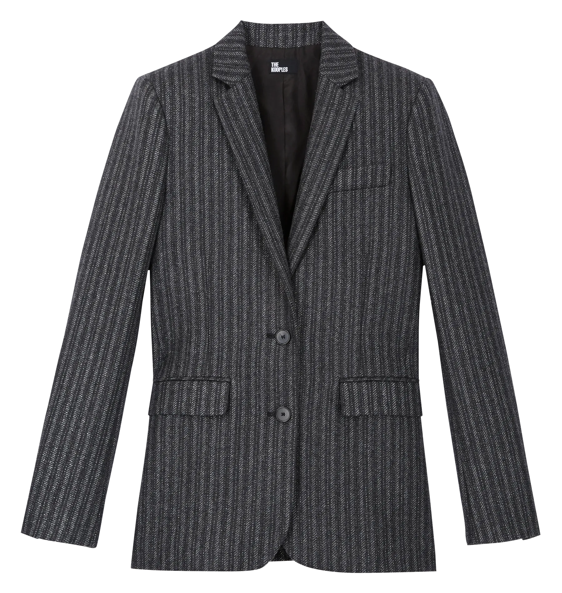 Veste de tailleur à rayures en laine mélangée Noir