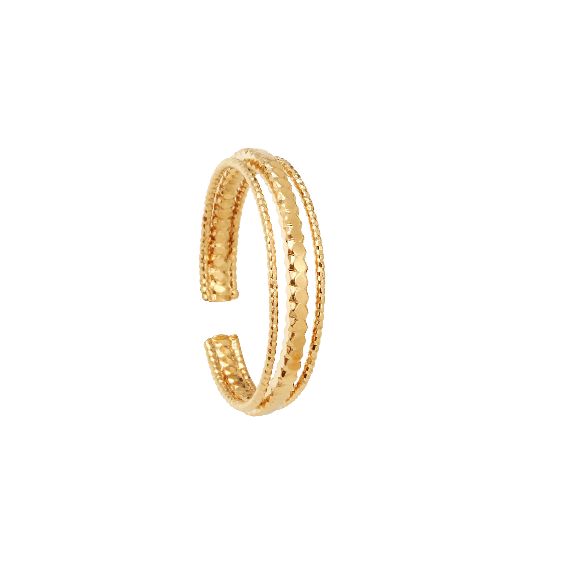 Bague ajustable travaillée en laiton Doré N02