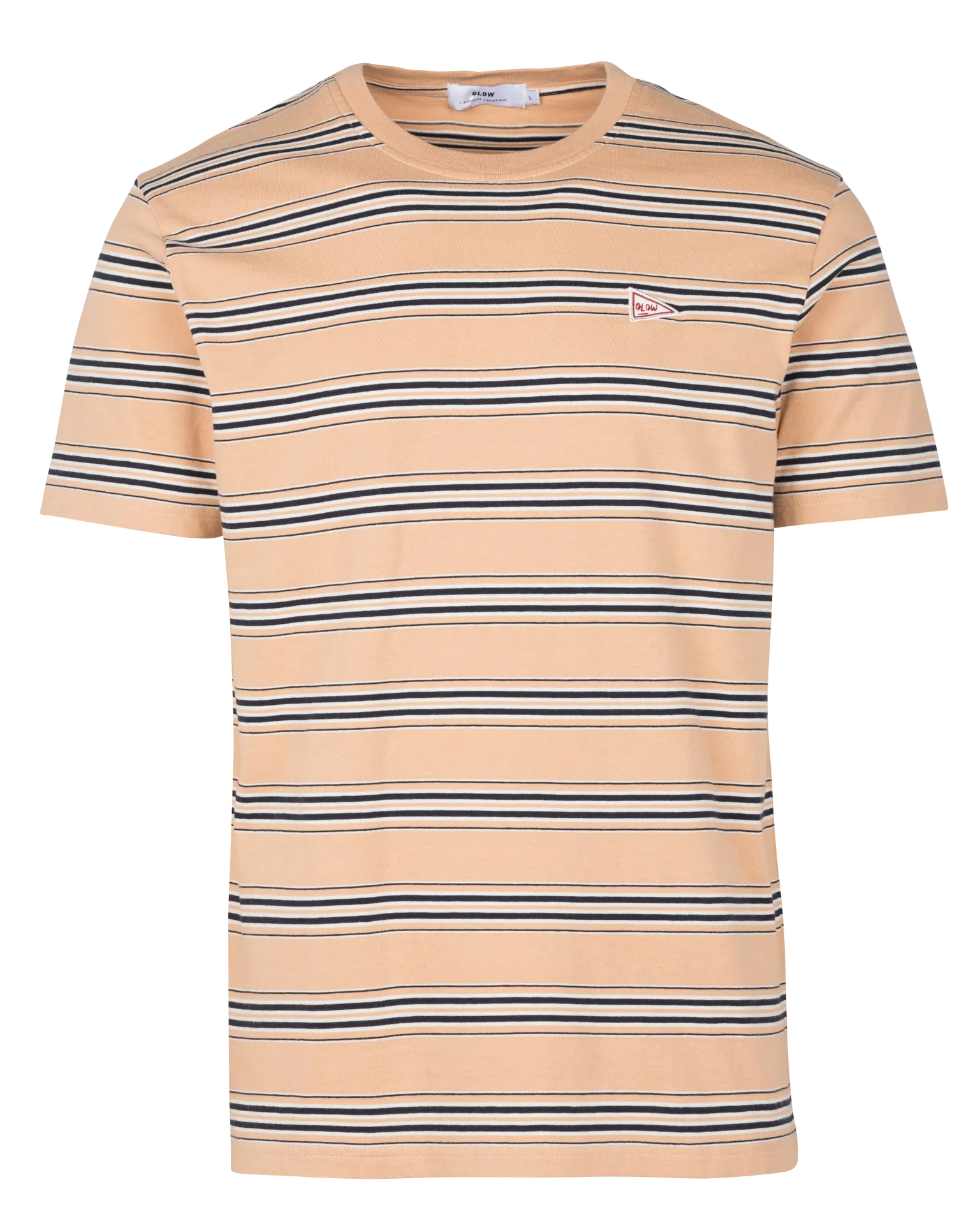 Tee-shirt col rond regular-fit à rayures en coton bio Orange MAURICE