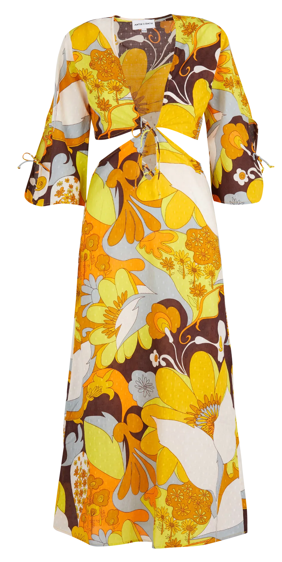 Robe longue en coton imprimé Jaune BAHIA