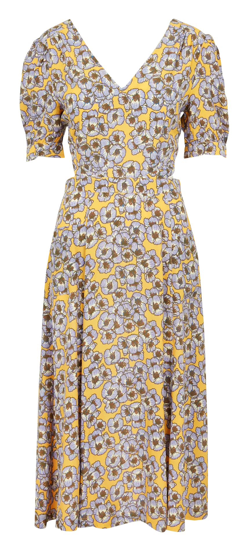 Robe midi col V en coton mélangé Multicolore RAVAGEUSE