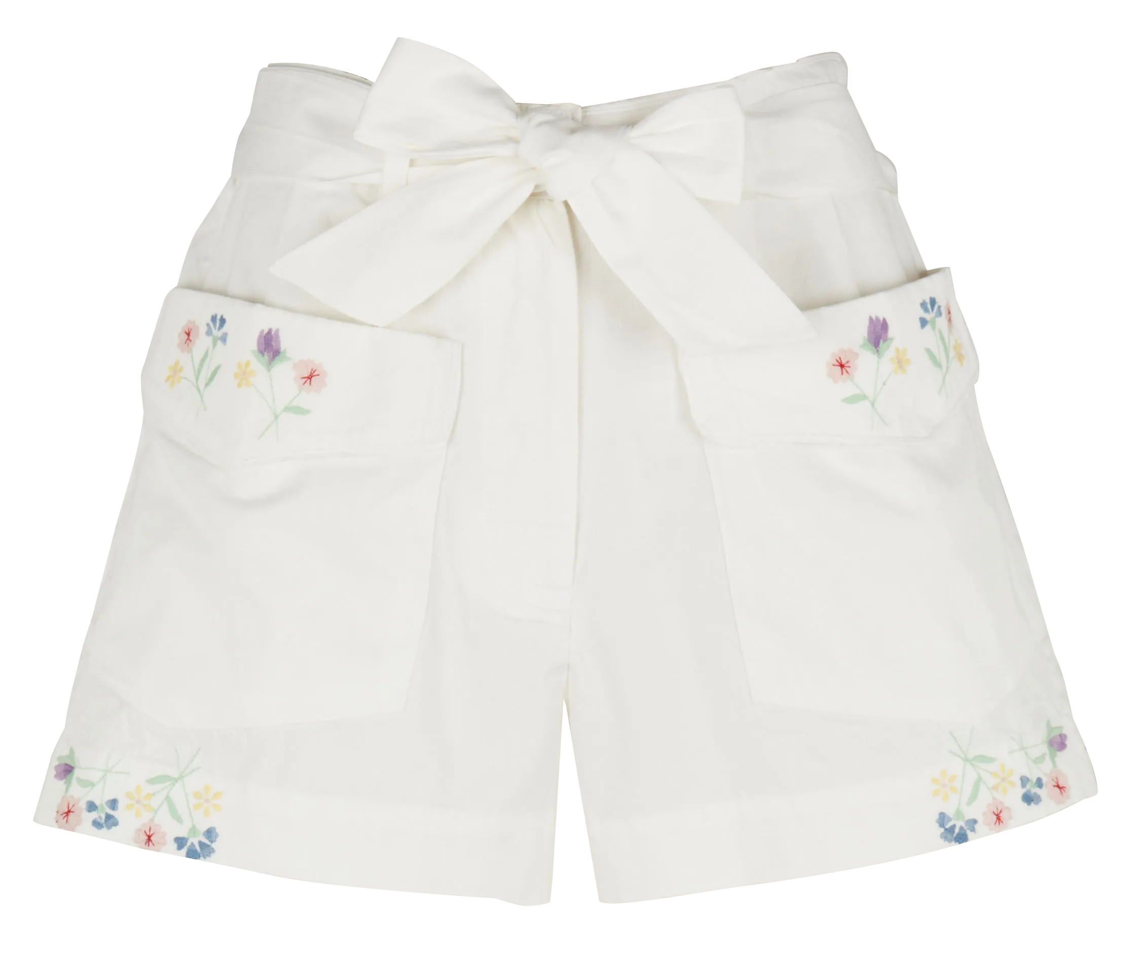 Short taille haute en coton brodé Blanc LILIAN