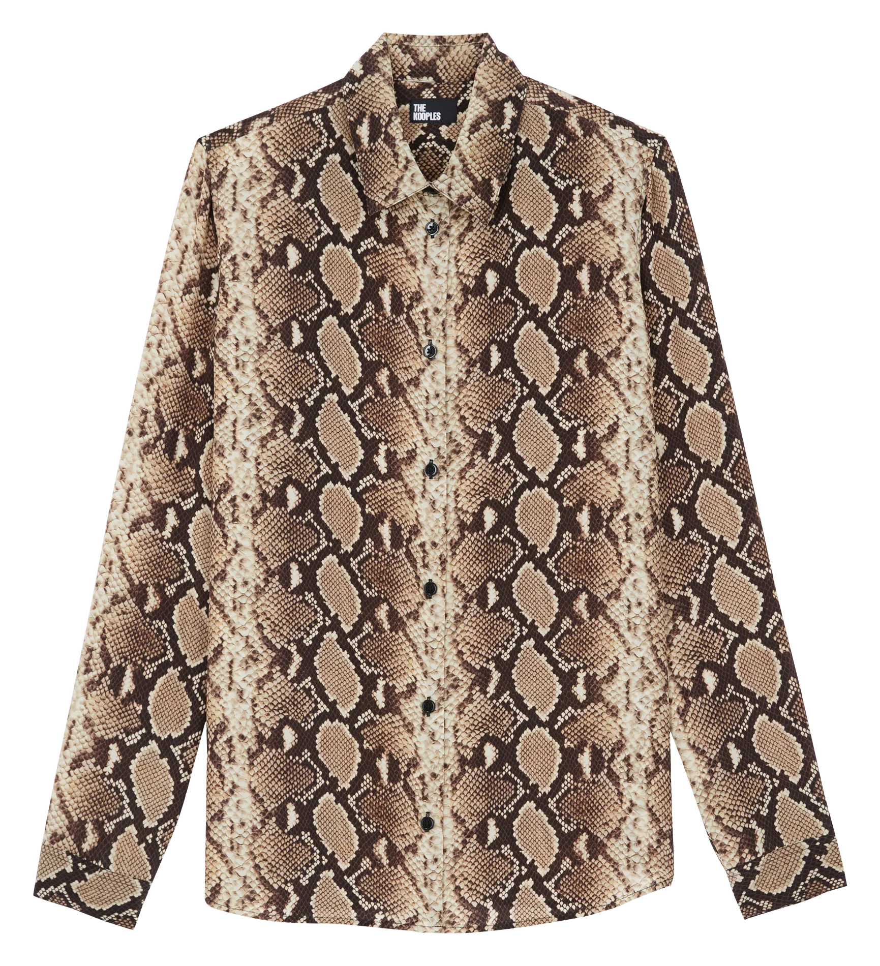 Chemise longue motif python en soie Beige